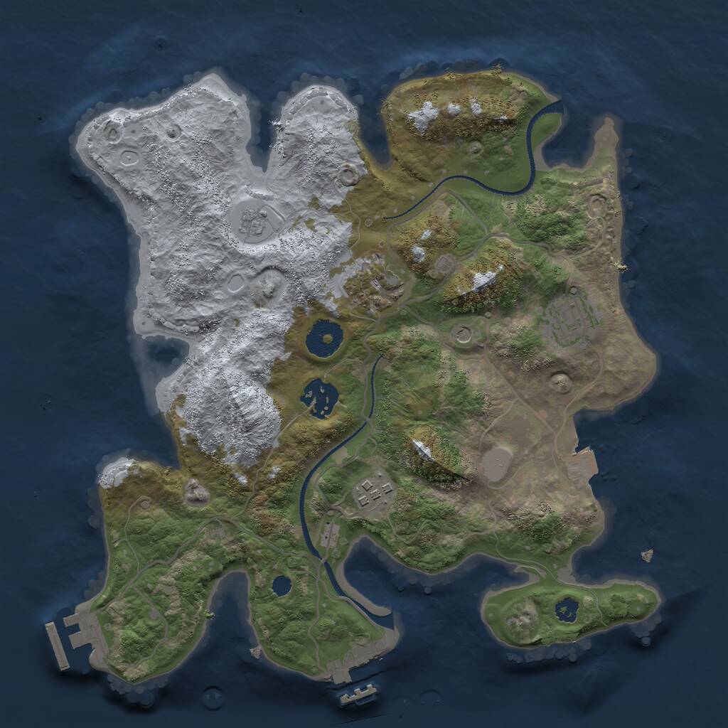 Rust Map: Procedural Map, Size: 3000, Seed: 382764, 9 Monuments