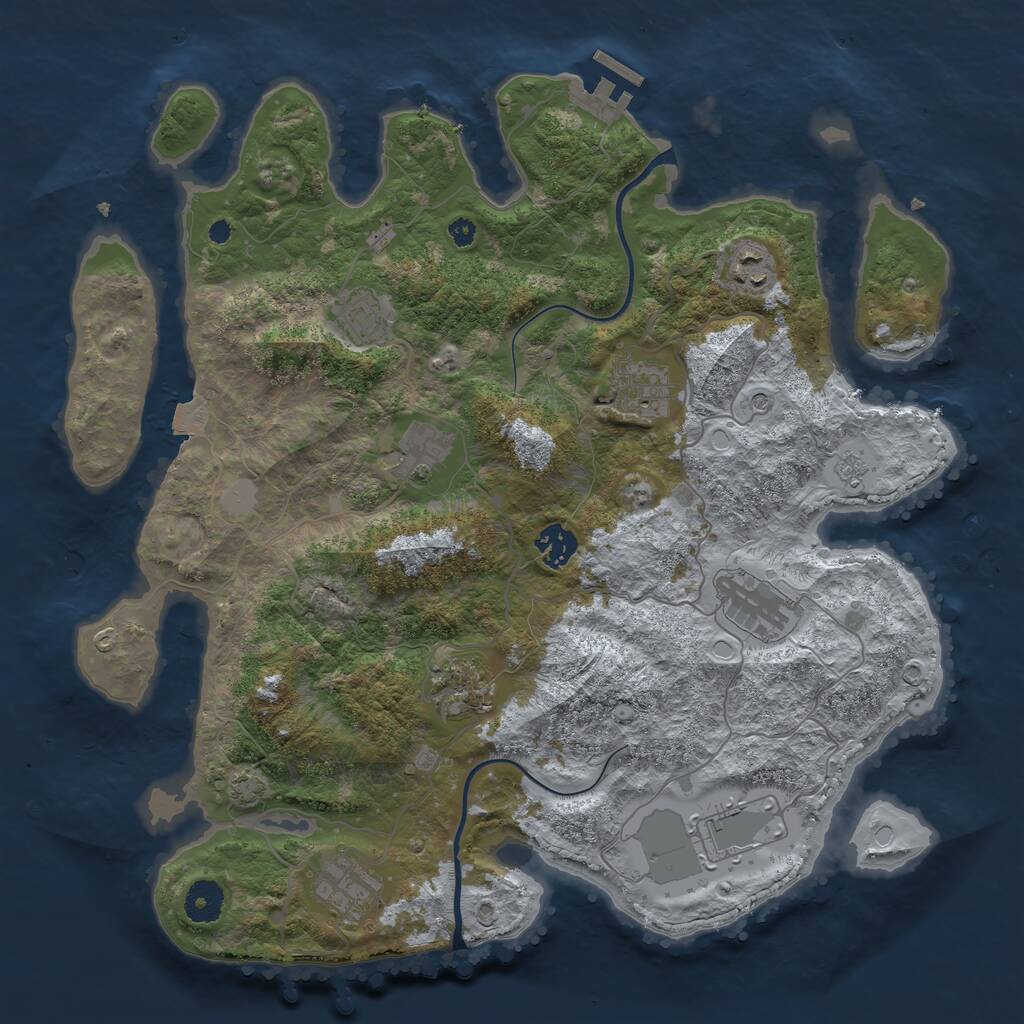 Rust Map: Procedural Map, Size: 3750, Seed: 1283505503, 14 Monuments