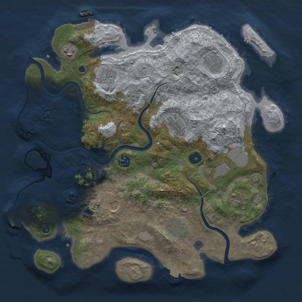 Rust Map: Procedural Map, Size: 3800, Seed: 9431259, 16 Monuments