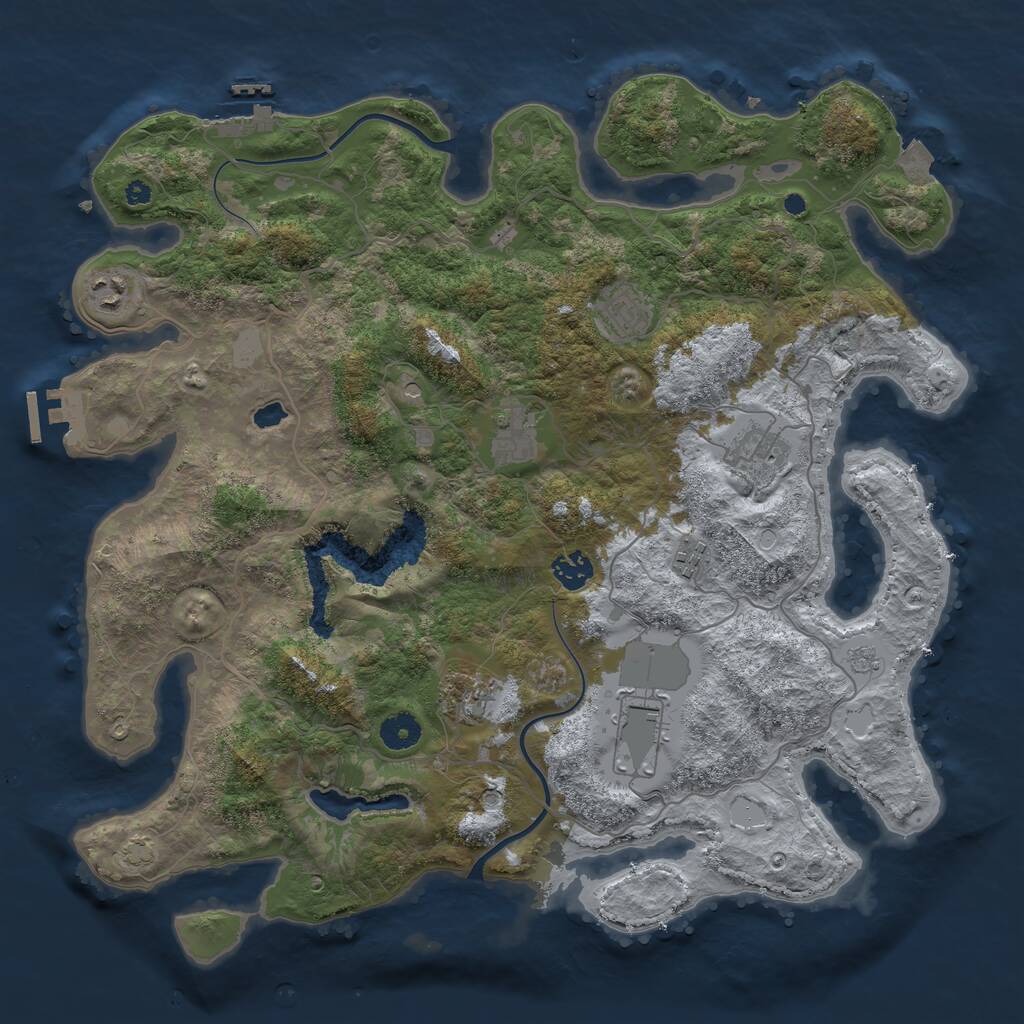 Rust Map: Procedural Map, Size: 4000, Seed: 827132659, 14 Monuments
