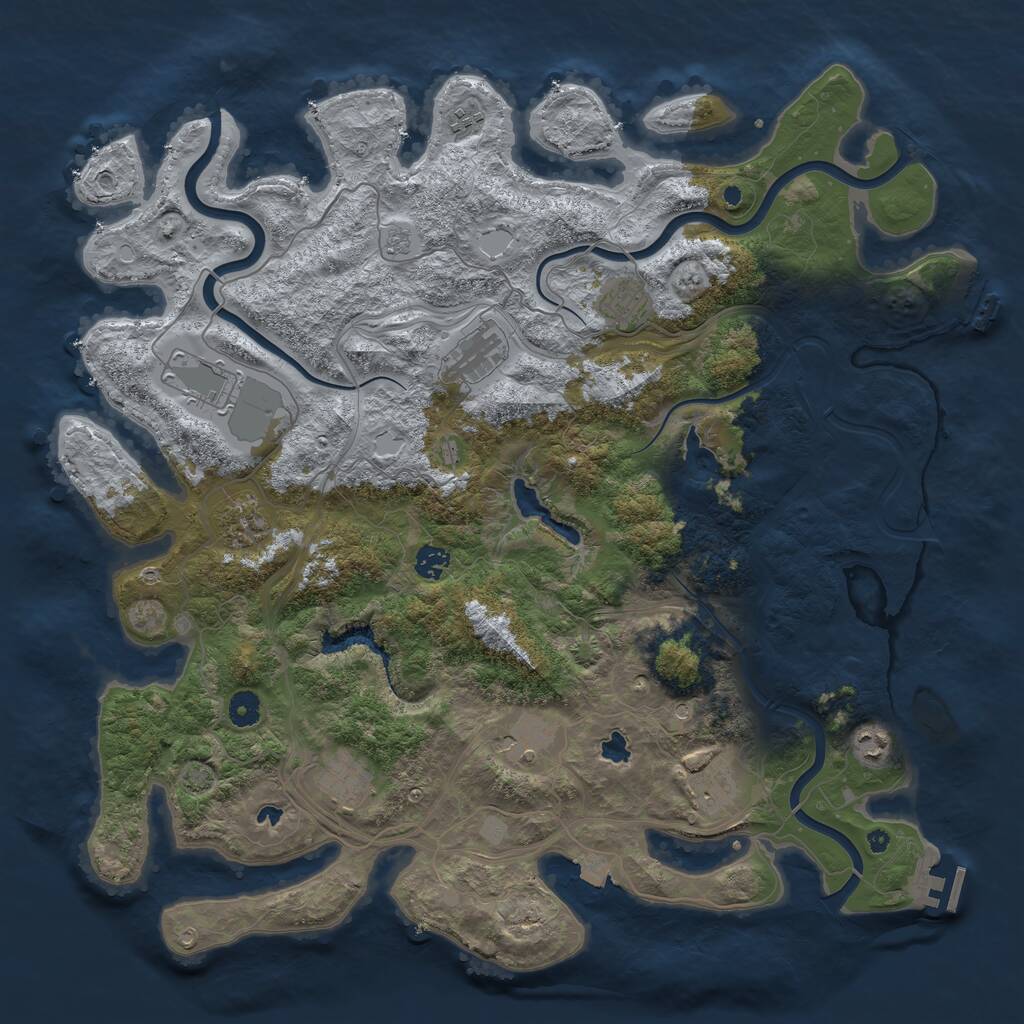 Rust Map: Procedural Map, Size: 4500, Seed: 1955710388, 16 Monuments
