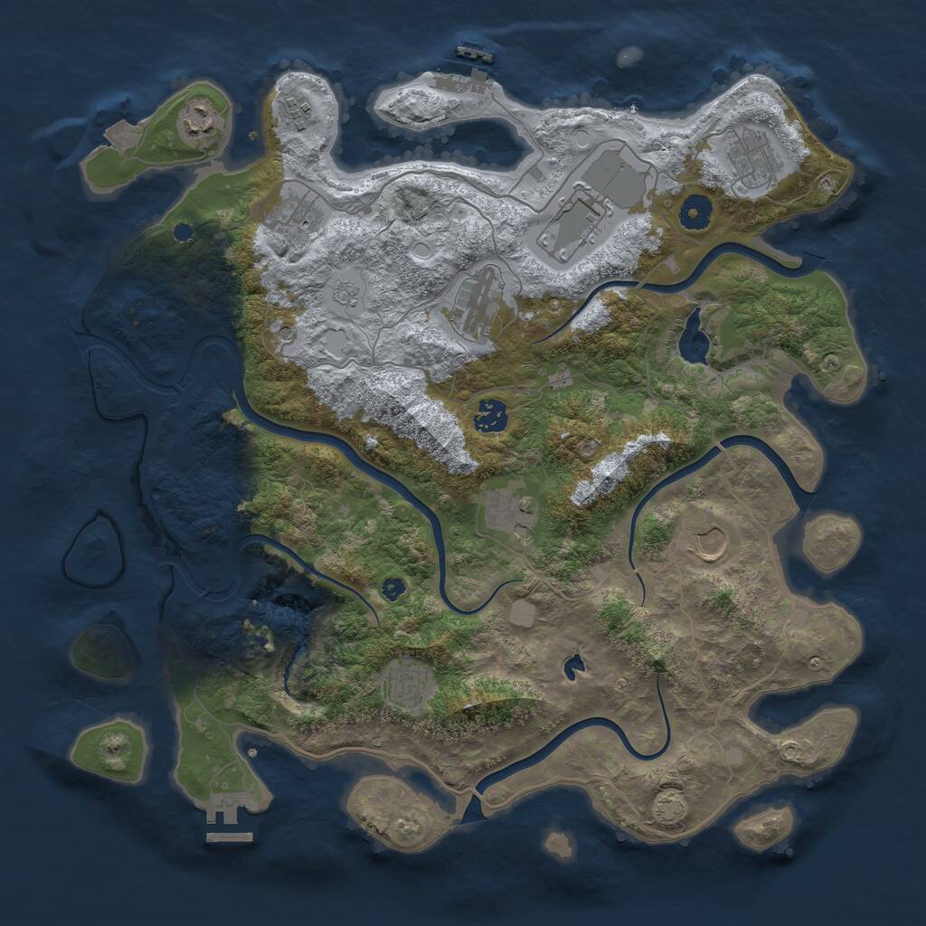 Rust Map: Procedural Map, Size: 4050, Seed: 499460099, 16 Monuments