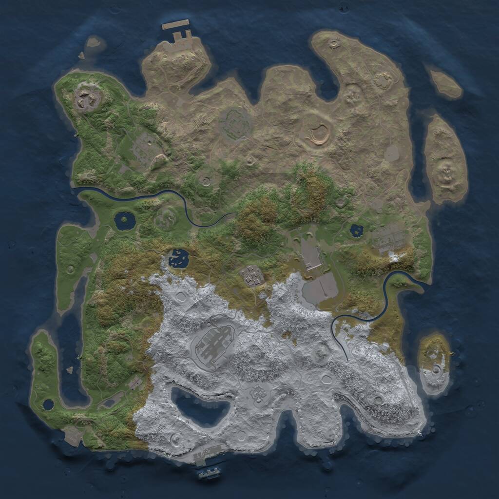 Rust Map: Procedural Map, Size: 3700, Seed: 727185120, 15 Monuments