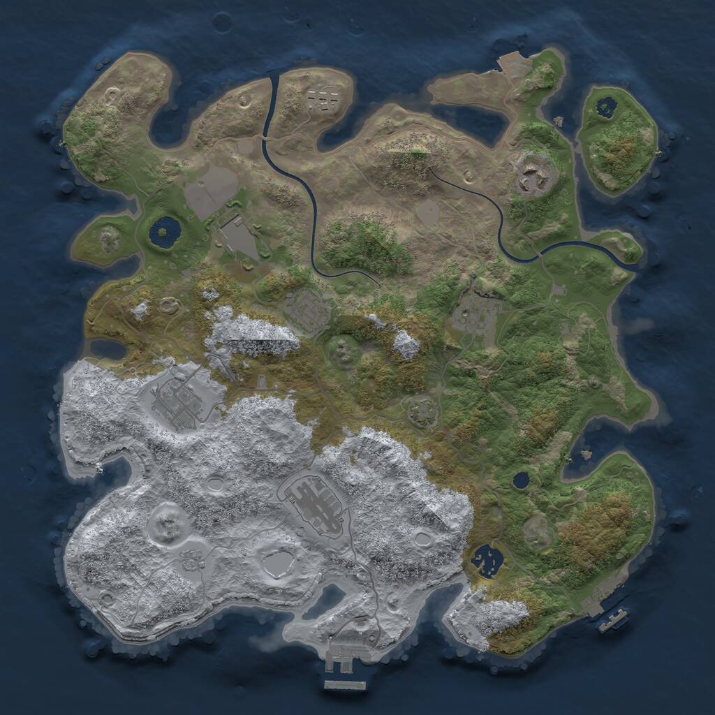 Rust Map: Procedural Map, Size: 3500, Seed: 1455766164, 13 Monuments