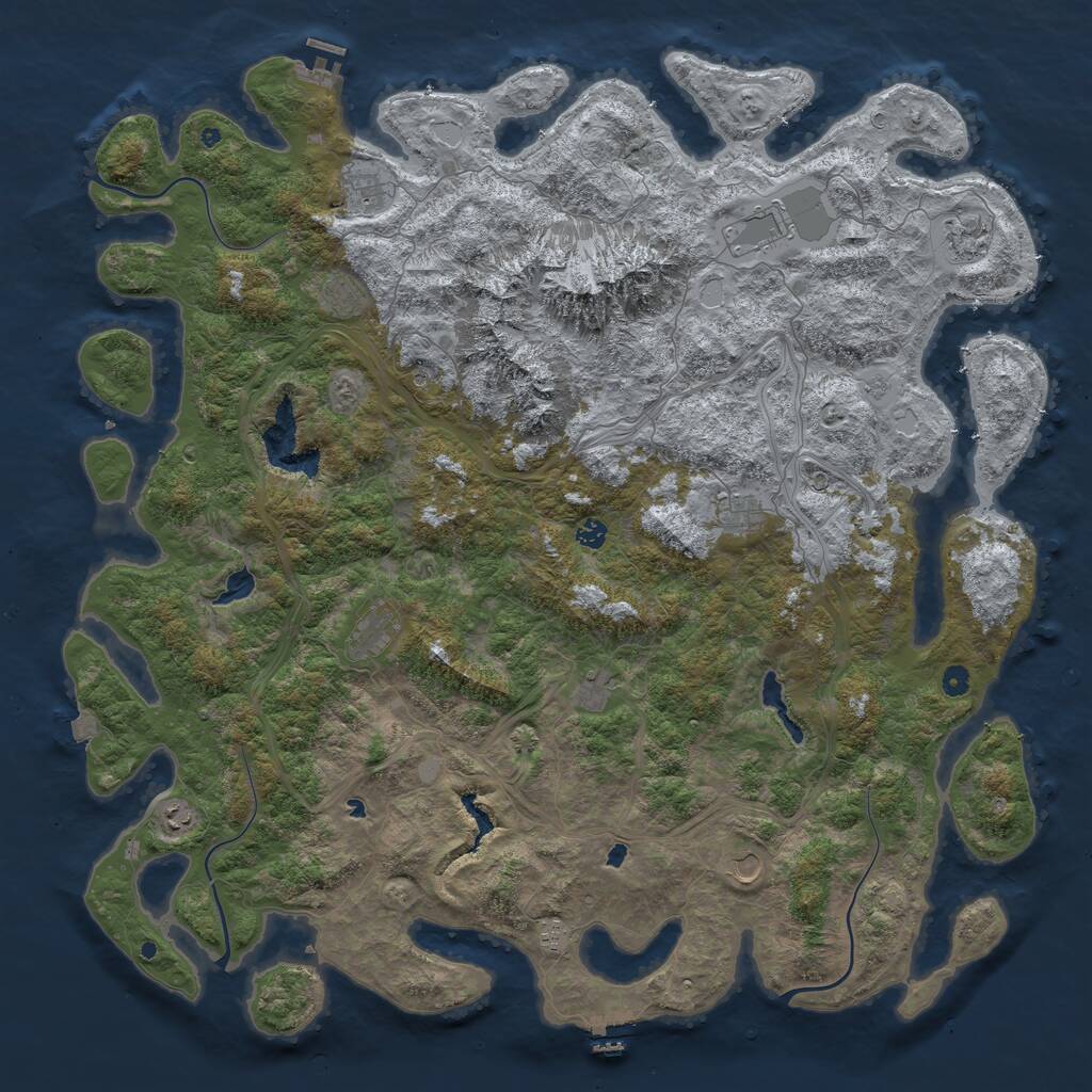 Rust Map: Procedural Map, Size: 5500, Seed: 7000, 17 Monuments