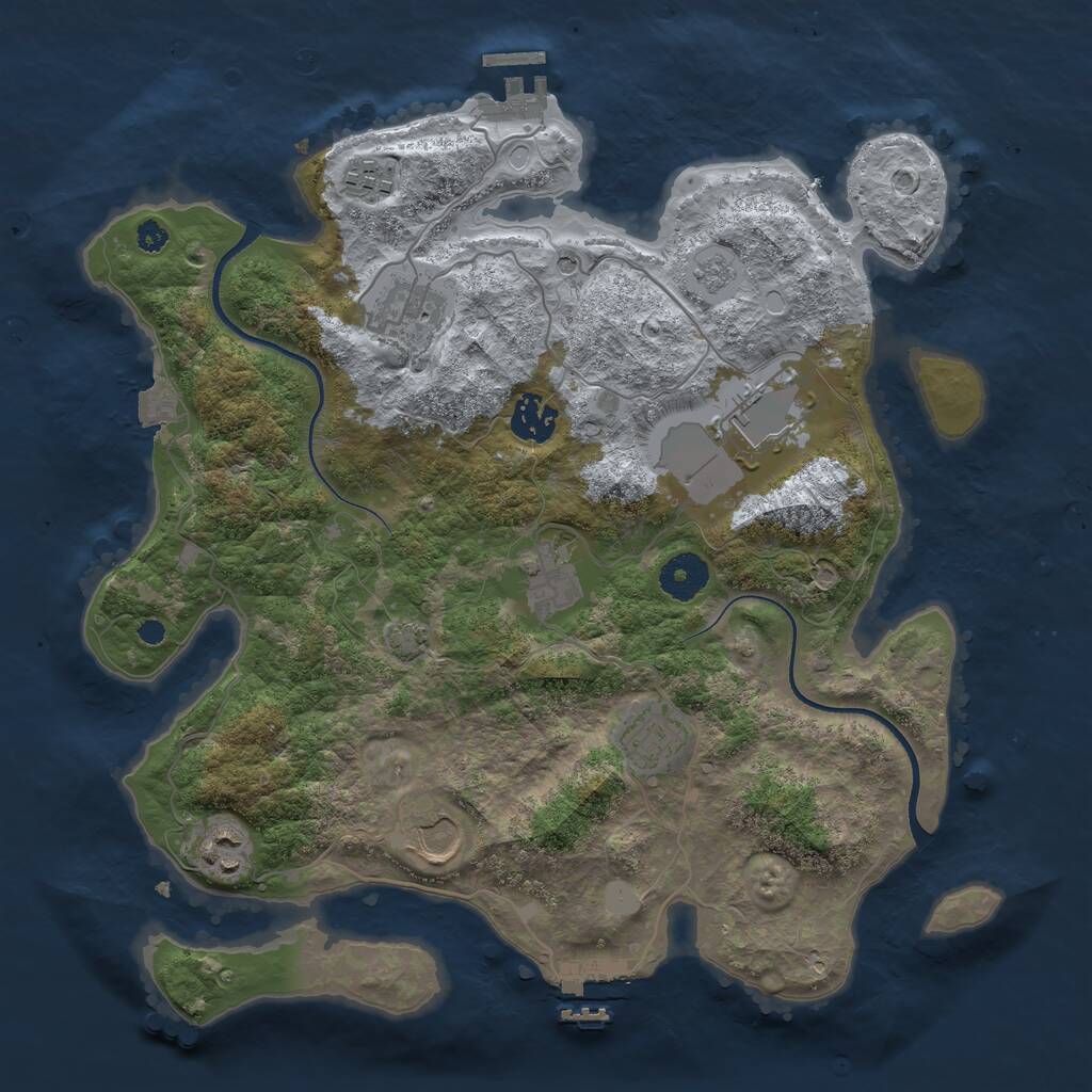 Rust Map: Procedural Map, Size: 3500, Seed: 1009179488, 14 Monuments