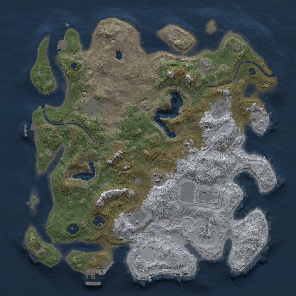 Rust Map: Procedural Map, Size: 4000, Seed: 1027909353, 14 Monuments