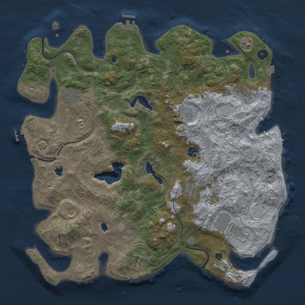 Rust Map: Procedural Map, Size: 4500, Seed: 558624, 16 Monuments