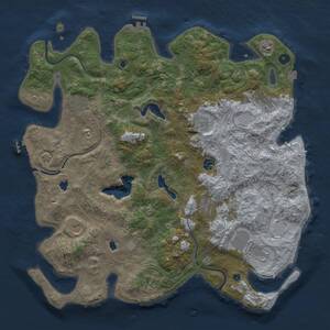 Thumbnail Rust Map: Procedural Map, Size: 4500, Seed: 558624, 16 Monuments