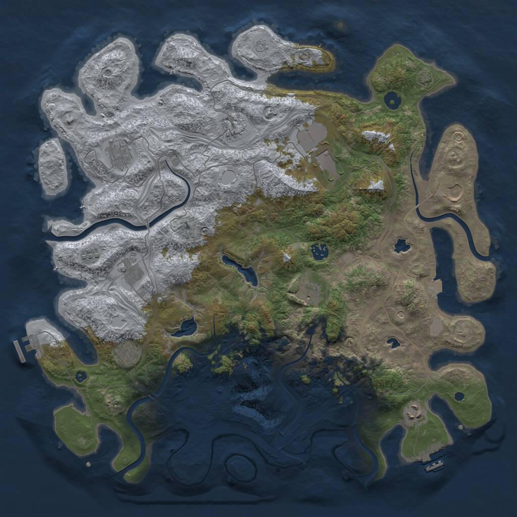 Rust Map: Procedural Map, Size: 4500, Seed: 2030842289, 16 Monuments