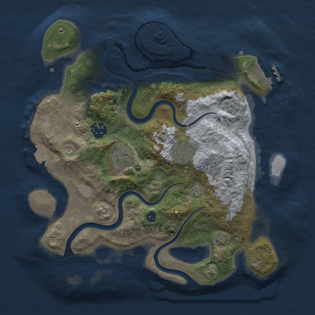 Rust Map: Procedural Map, Size: 3000, Seed: 29198, 8 Monuments