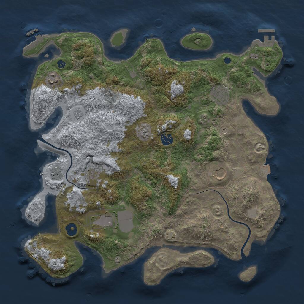Rust Map: Procedural Map, Size: 3750, Seed: 1363778425, 13 Monuments