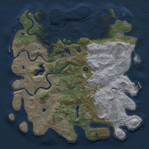 Thumbnail Rust Map: Procedural Map, Size: 4500, Seed: 62497546, 17 Monuments