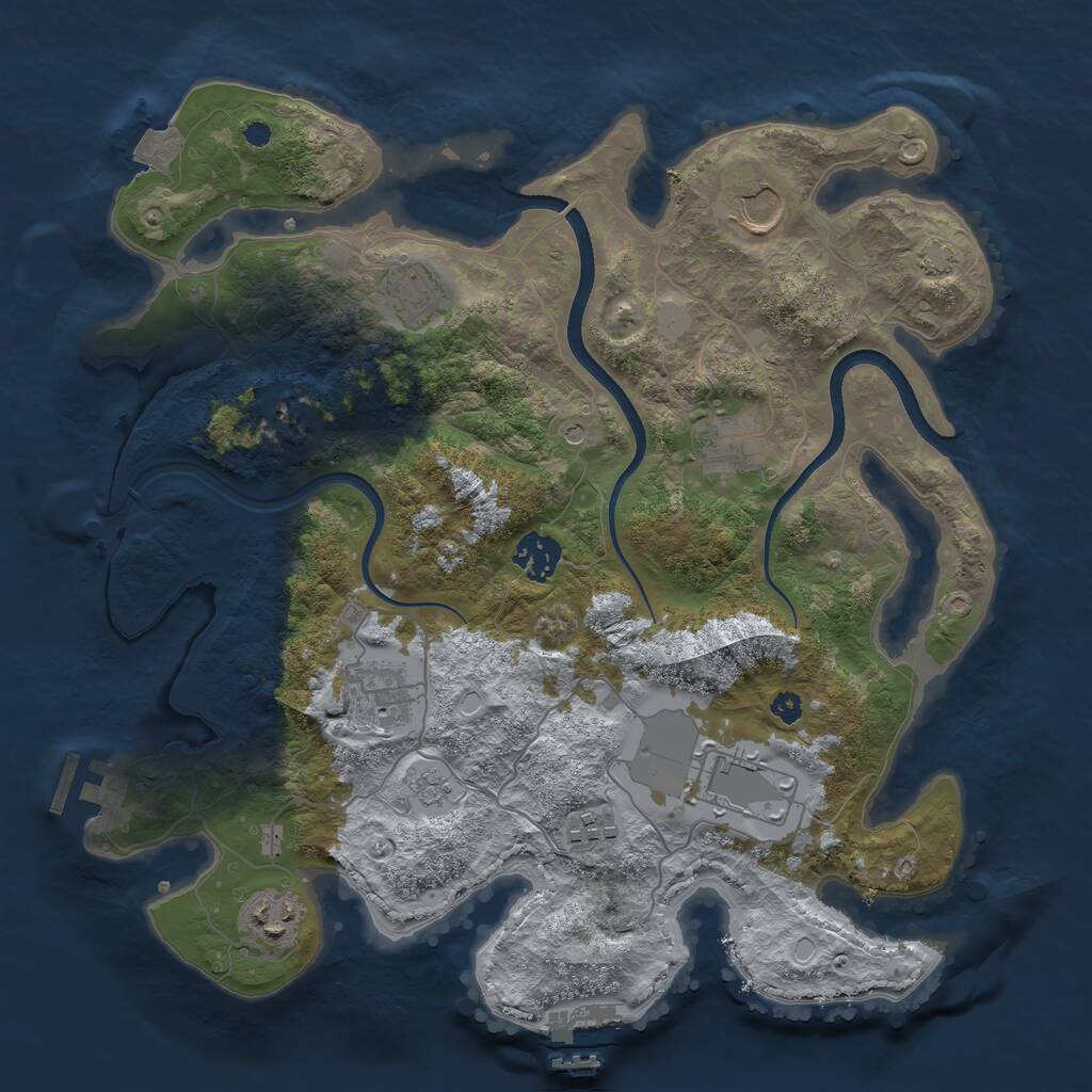 Rust Map: Procedural Map, Size: 3500, Seed: 50009501, 14 Monuments