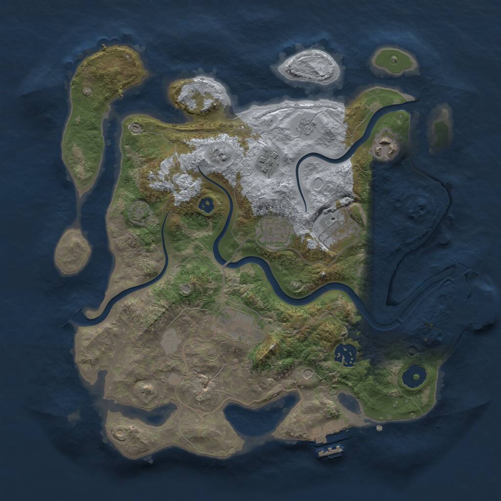 Rust Map: Procedural Map, Size: 3250, Seed: 1187736586, 12 Monuments