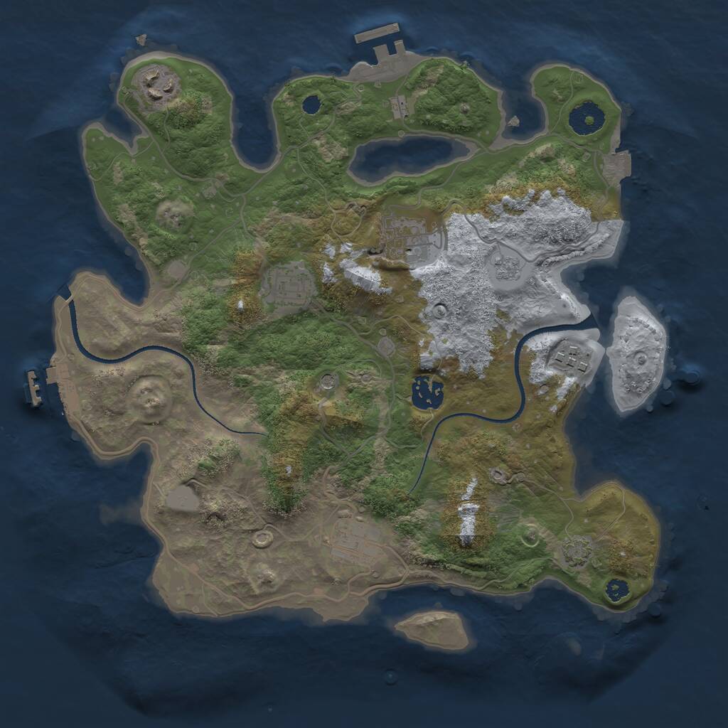 Rust Map: Procedural Map, Size: 3250, Seed: 1691644134, 12 Monuments