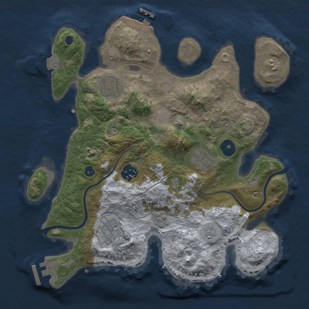 Rust Map: Procedural Map, Size: 3000, Seed: 30002023, 11 Monuments