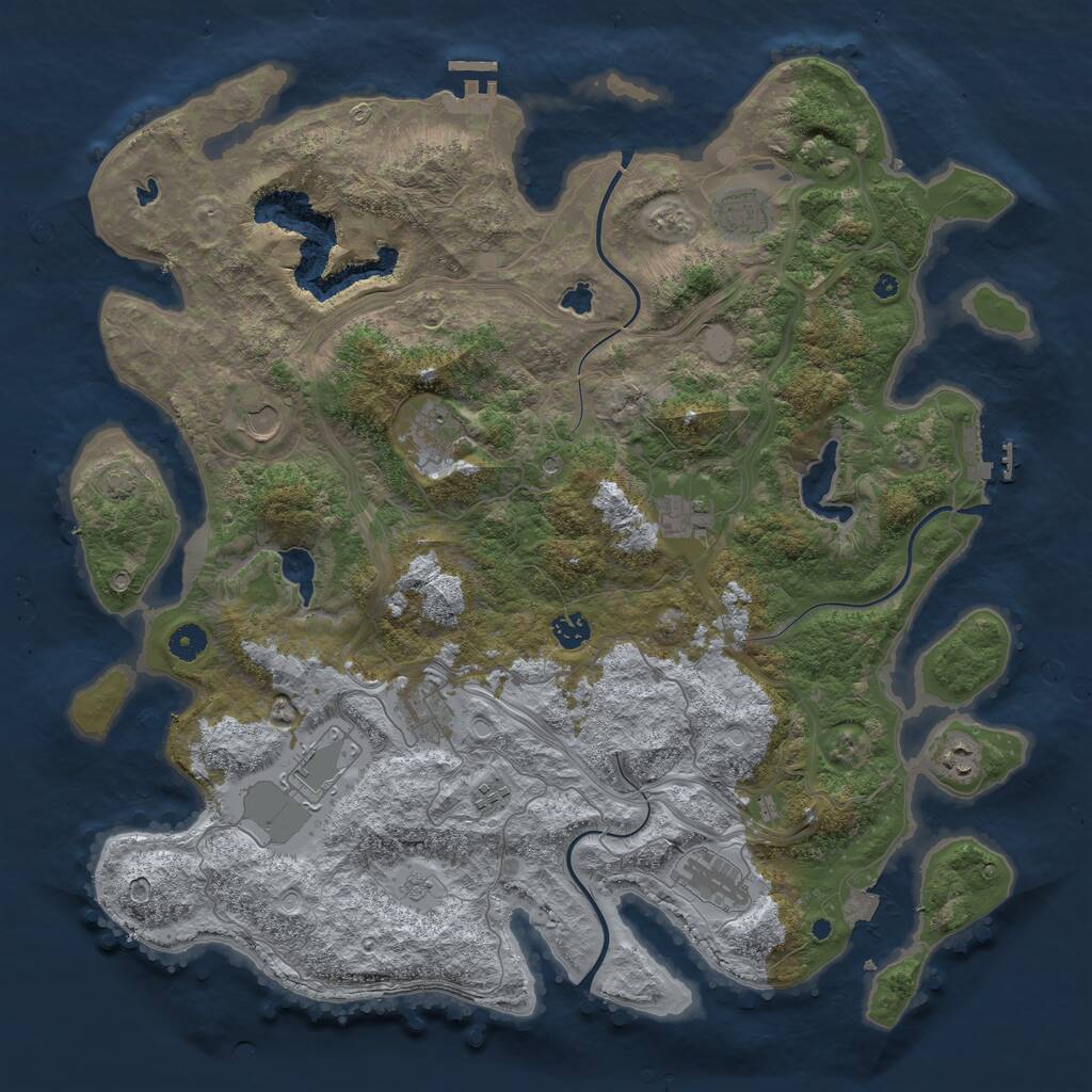 Rust Map: Procedural Map, Size: 4500, Seed: 2025588176, 16 Monuments