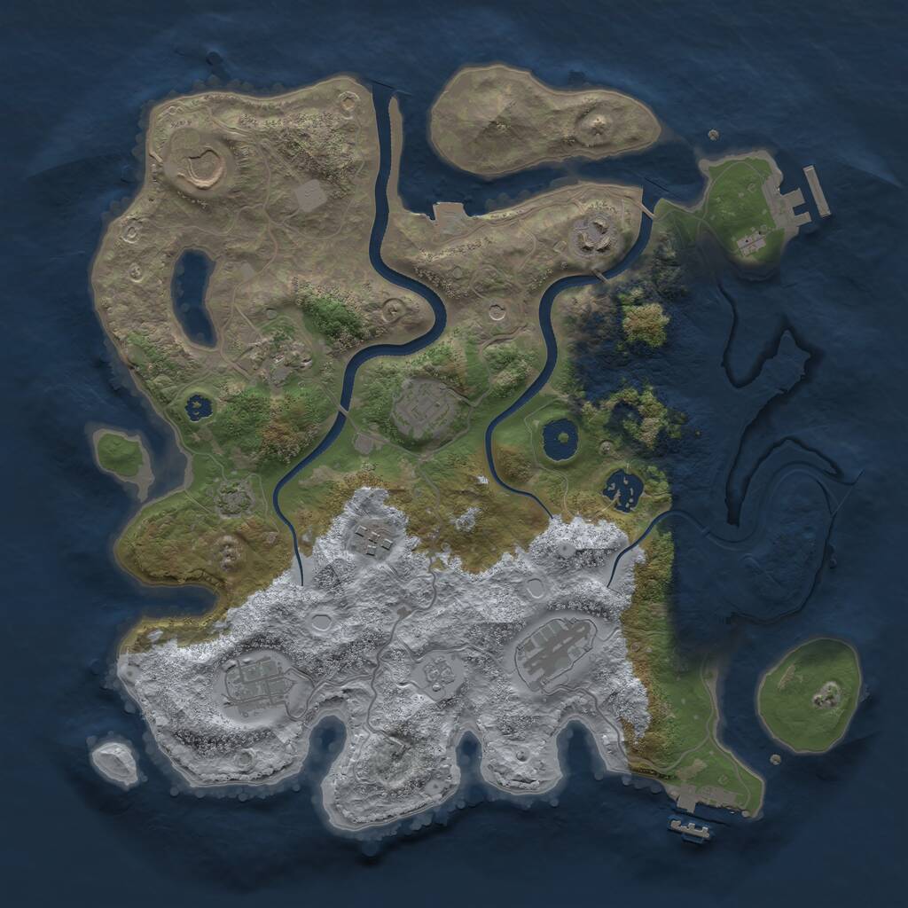 Rust Map: Procedural Map, Size: 3500, Seed: 1847088052, 14 Monuments