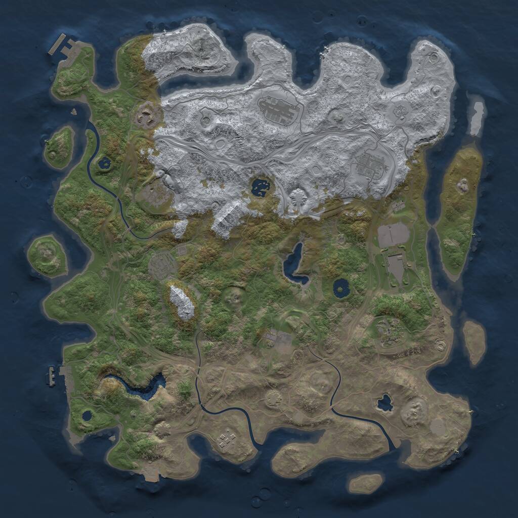 Rust Map: Procedural Map, Size: 4250, Seed: 54629502, 16 Monuments
