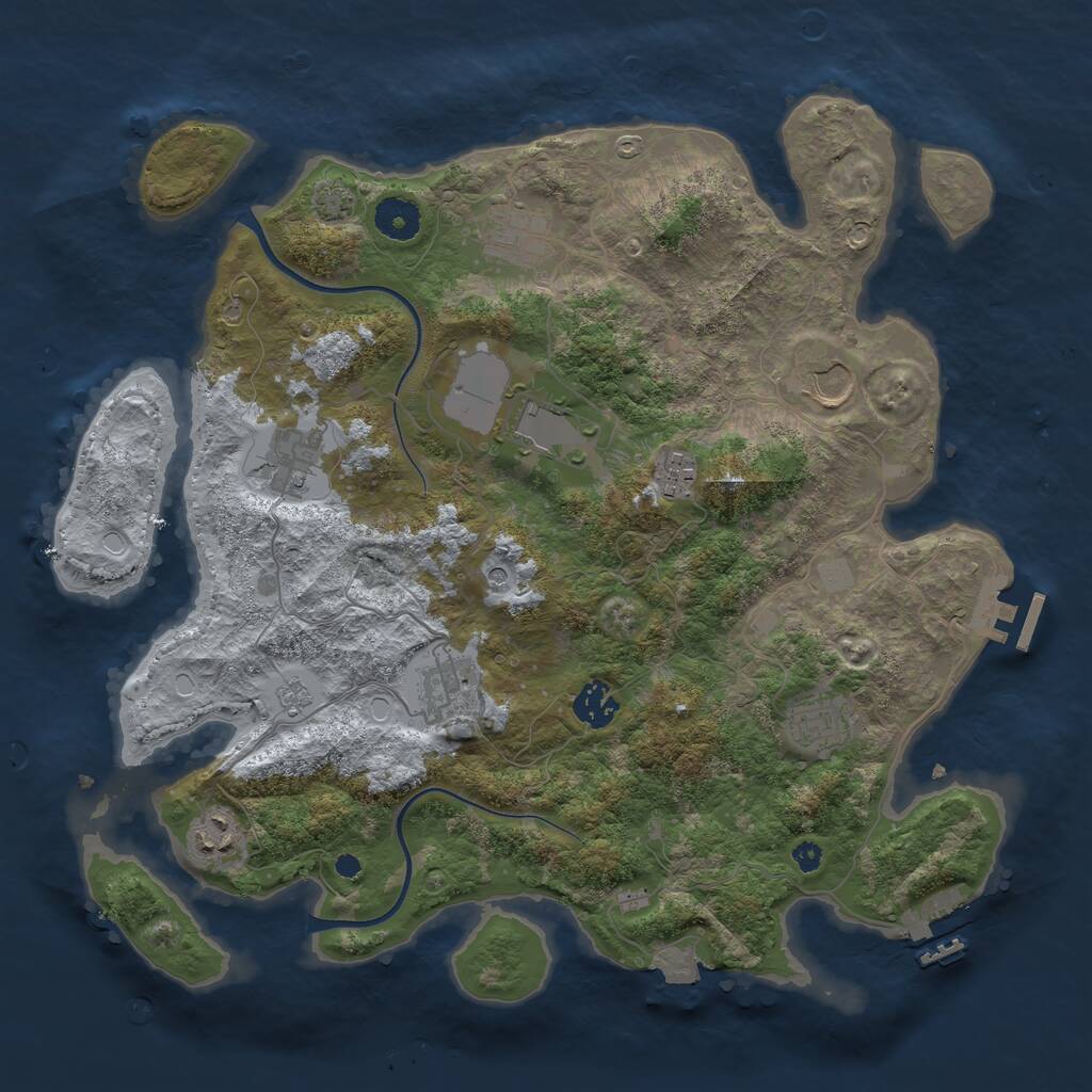 Rust Map: Procedural Map, Size: 3700, Seed: 1327847413, 15 Monuments