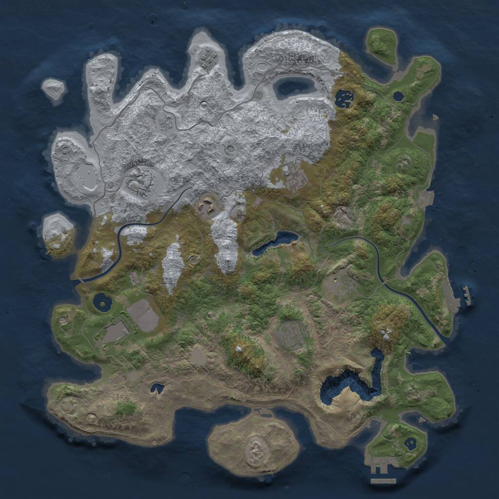 Rust Map: Procedural Map, Size: 4000, Seed: 695767277, 14 Monuments