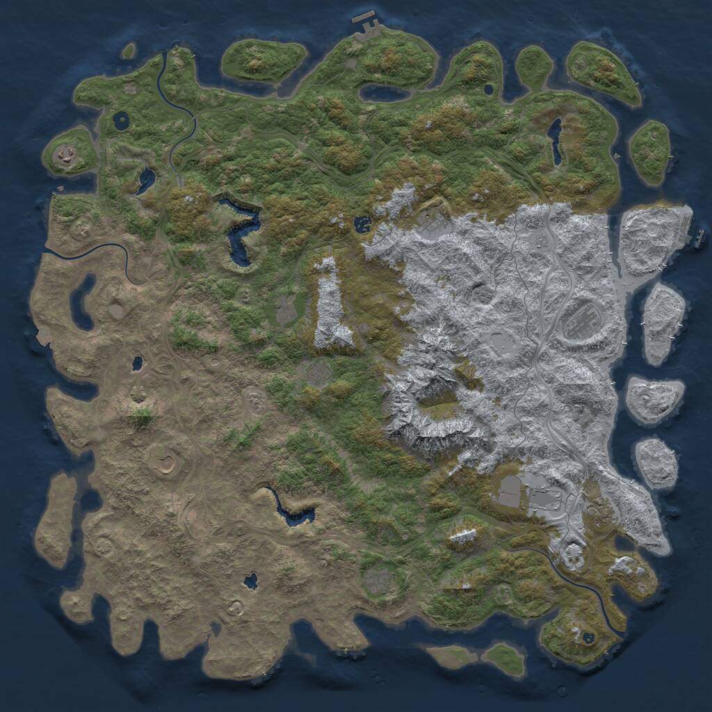 Rust Map: Procedural Map, Size: 6000, Seed: 11423, 17 Monuments
