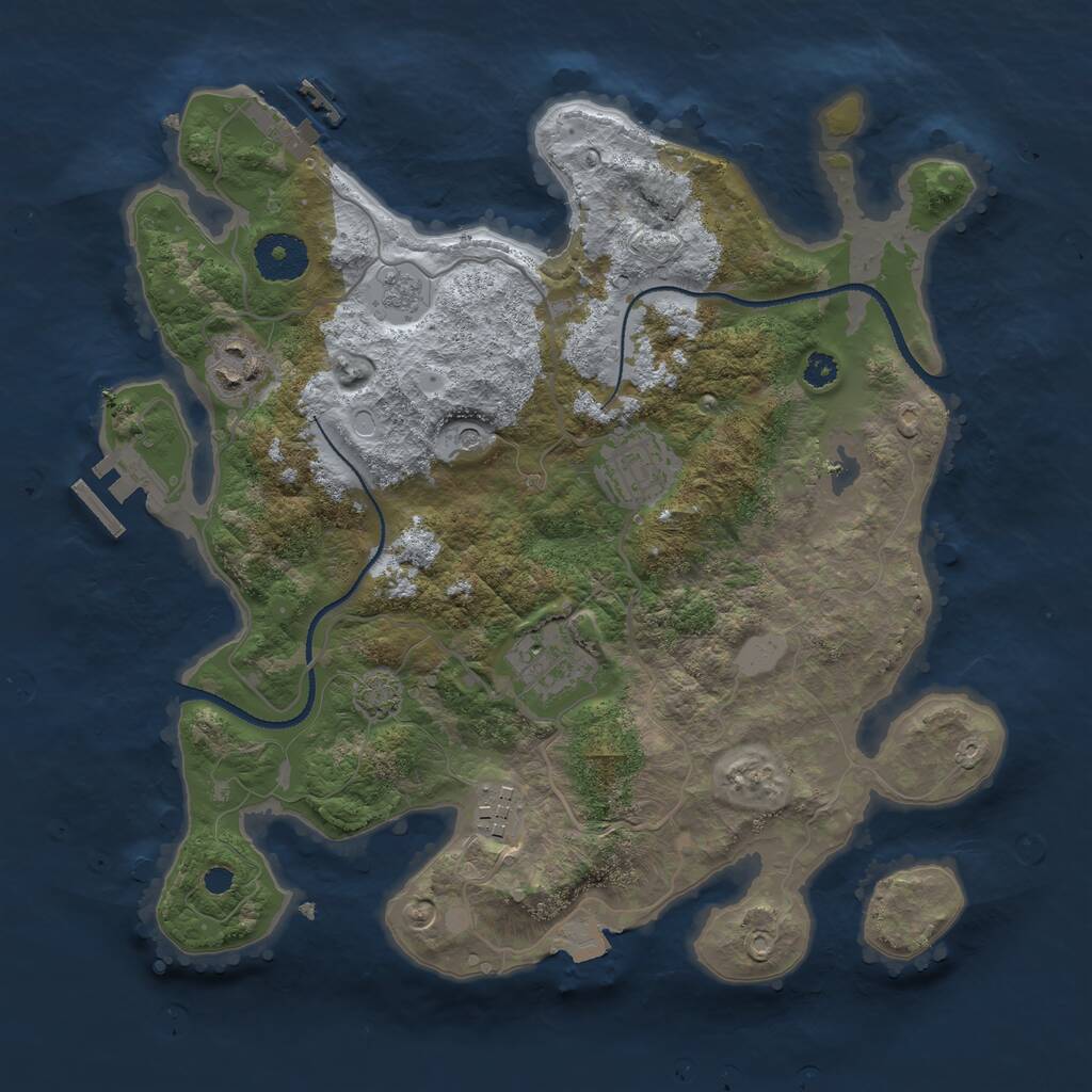 Rust Map: Procedural Map, Size: 3200, Seed: 45888632, 10 Monuments