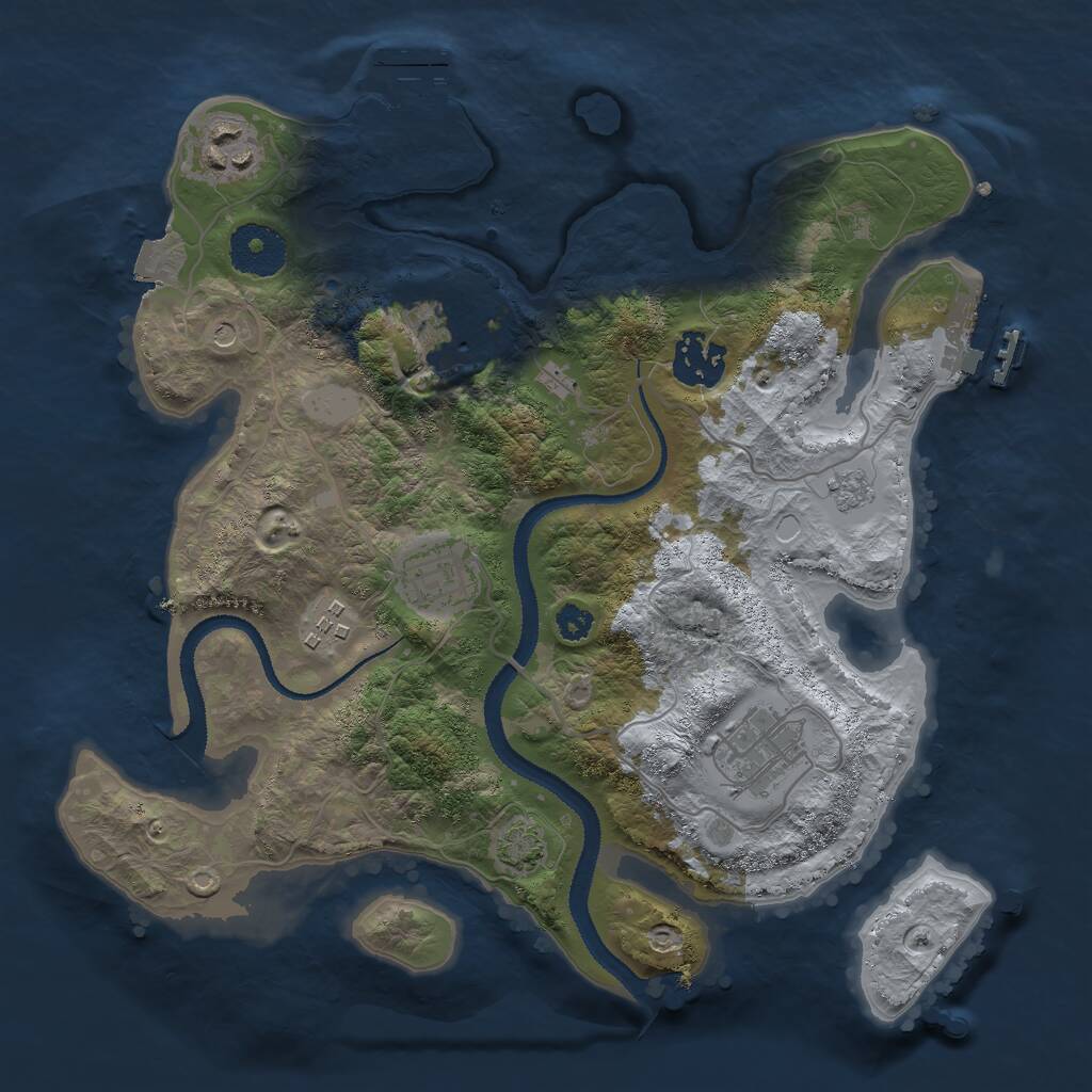 Rust Map: Procedural Map, Size: 3000, Seed: 12533, 12 Monuments
