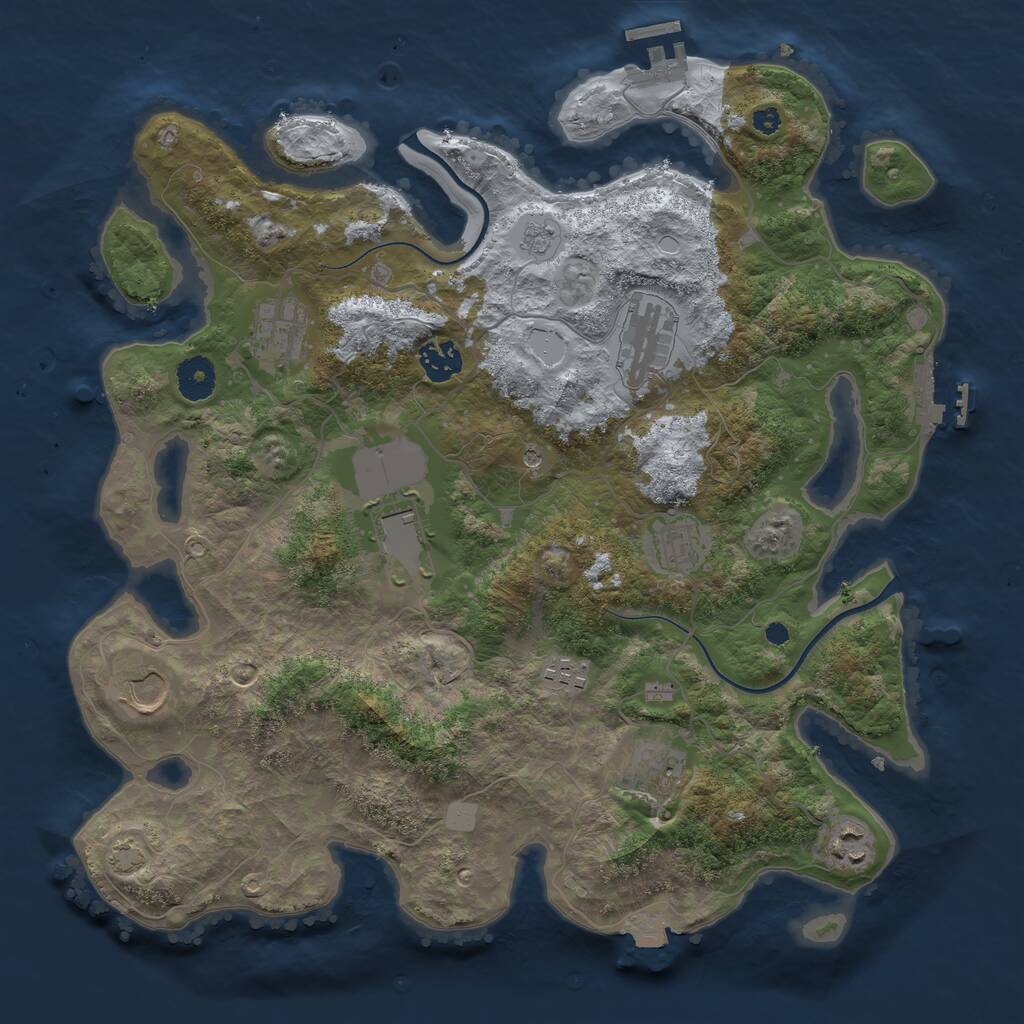 Rust Map: Procedural Map, Size: 3700, Seed: 1849671837, 15 Monuments