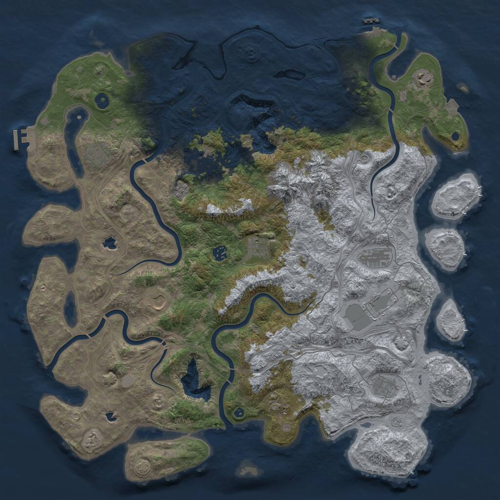 Rust Map: Procedural Map, Size: 5000, Seed: 386, 17 Monuments