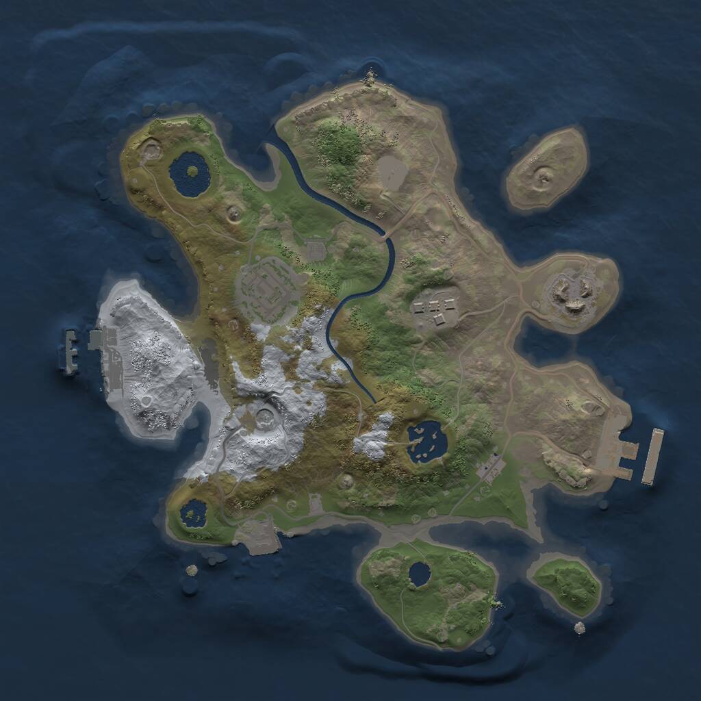 Rust Map: Procedural Map, Size: 2500, Seed: 420691337, 8 Monuments