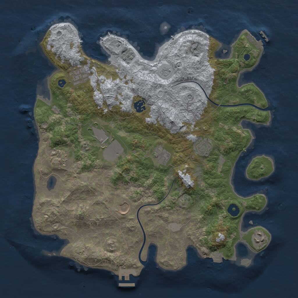 Rust Map: Procedural Map, Size: 3750, Seed: 380116705, 15 Monuments