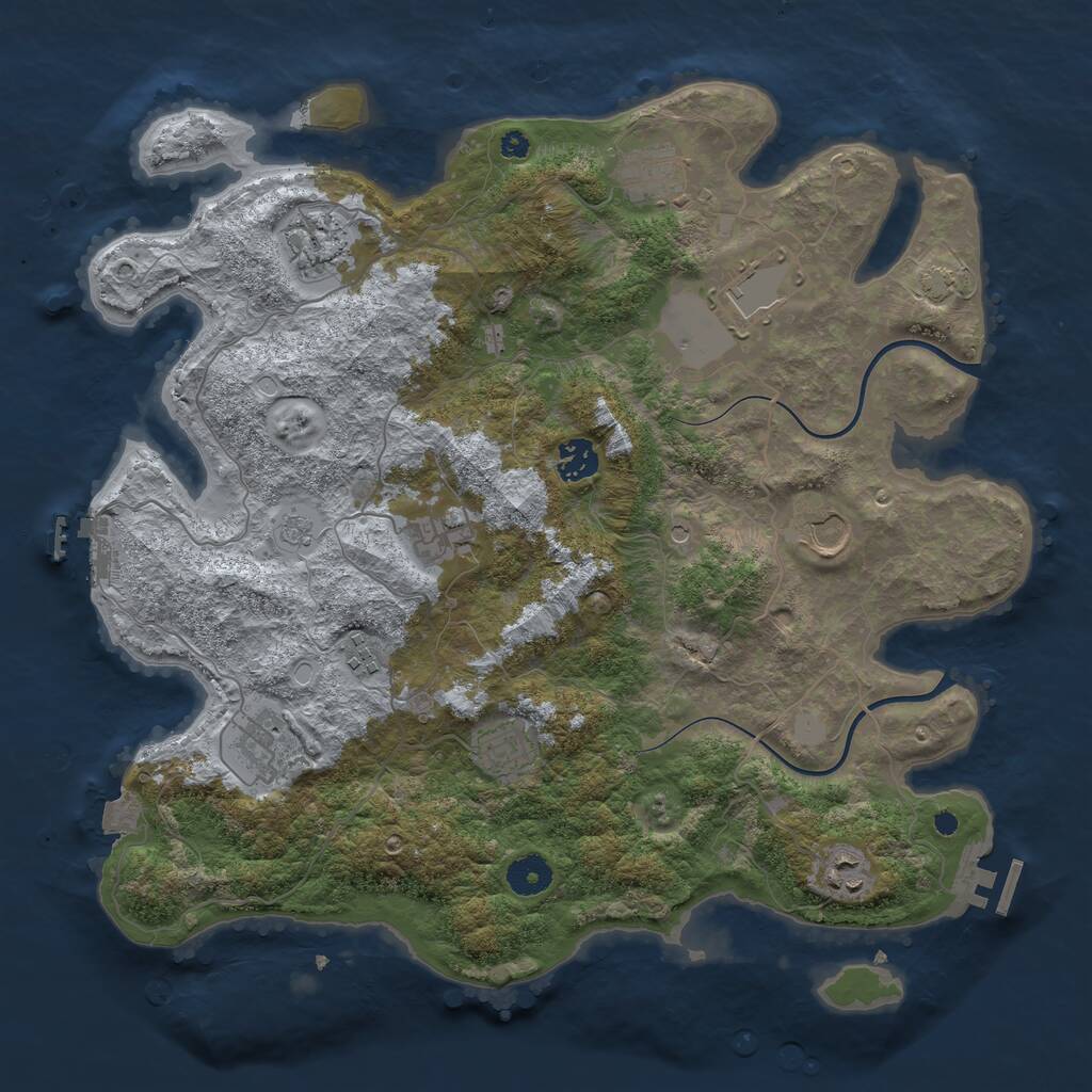 Rust Map: Procedural Map, Size: 3850, Seed: 106, 16 Monuments