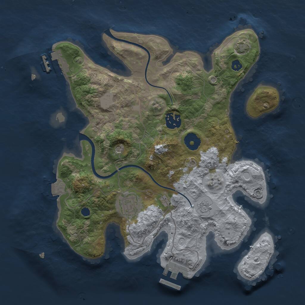 Rust Map: Procedural Map, Size: 2800, Seed: 2068129765, 8 Monuments