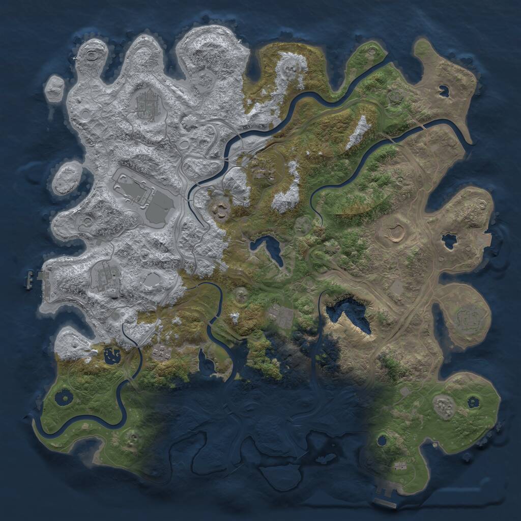Rust Map: Procedural Map, Size: 4500, Seed: 327963, 16 Monuments
