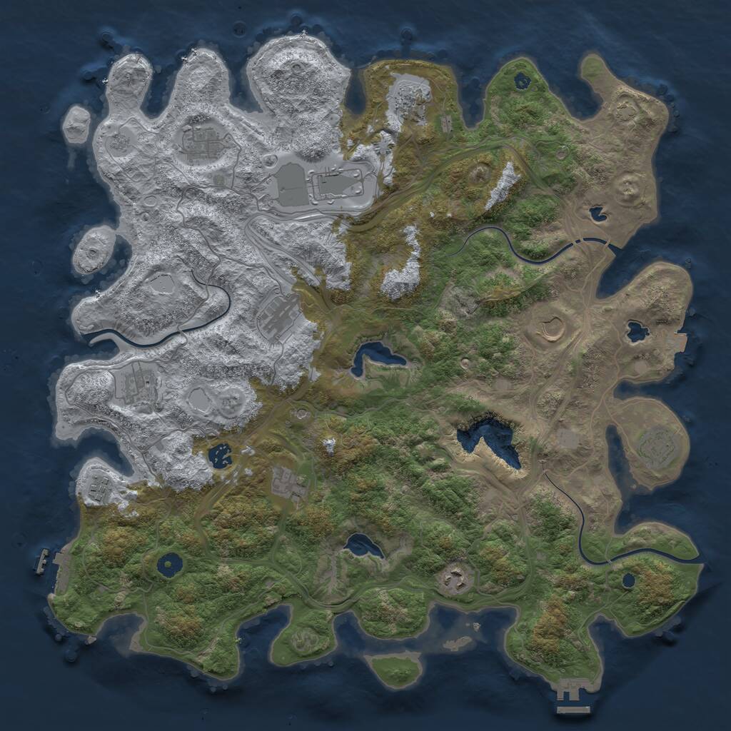 Rust Map: Procedural Map, Size: 4500, Seed: 327963, 17 Monuments