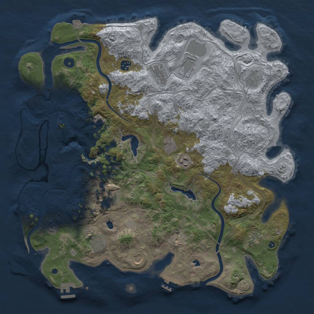 Rust Map: Procedural Map, Size: 4500, Seed: 2030836619, 17 Monuments