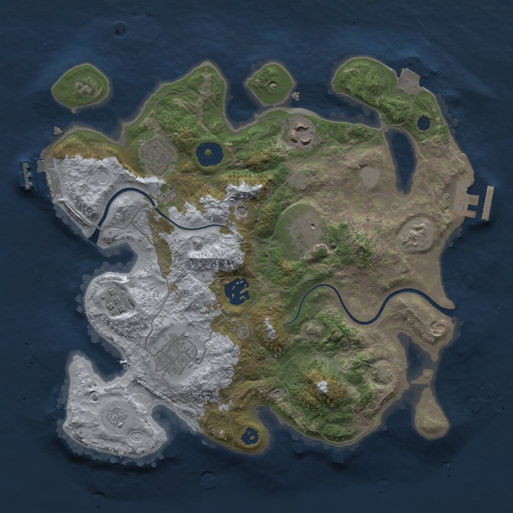 Rust Map: Procedural Map, Size: 3000, Seed: 2133030347, 12 Monuments