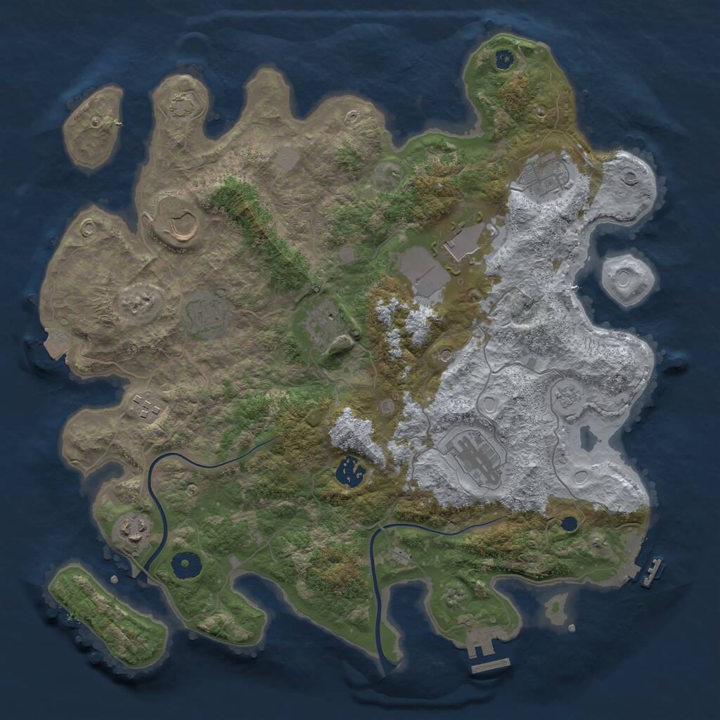 Rust Map: Procedural Map, Size: 3750, Seed: 1880485378, 15 Monuments