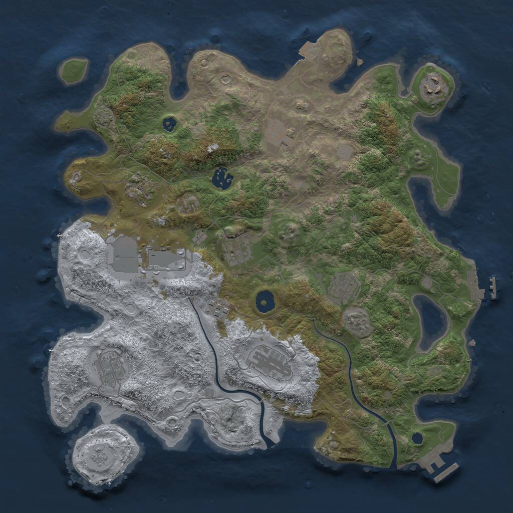 Rust Map: Procedural Map, Size: 3700, Seed: 1413070806, 16 Monuments