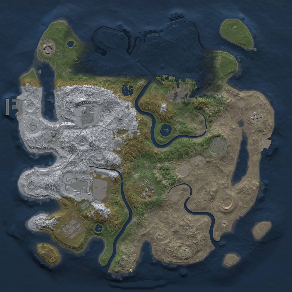 Rust Map: Procedural Map, Size: 3700, Seed: 514133311, 16 Monuments