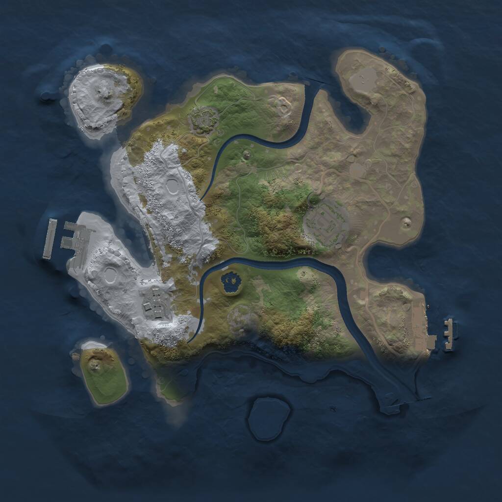 Rust Map: Procedural Map, Size: 2500, Seed: 359755127, 6 Monuments