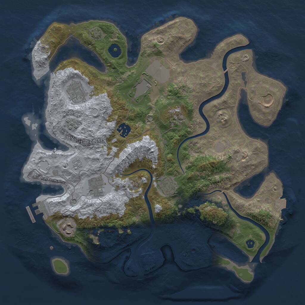 Rust Map: Procedural Map, Size: 3500, Seed: 678987652, 14 Monuments