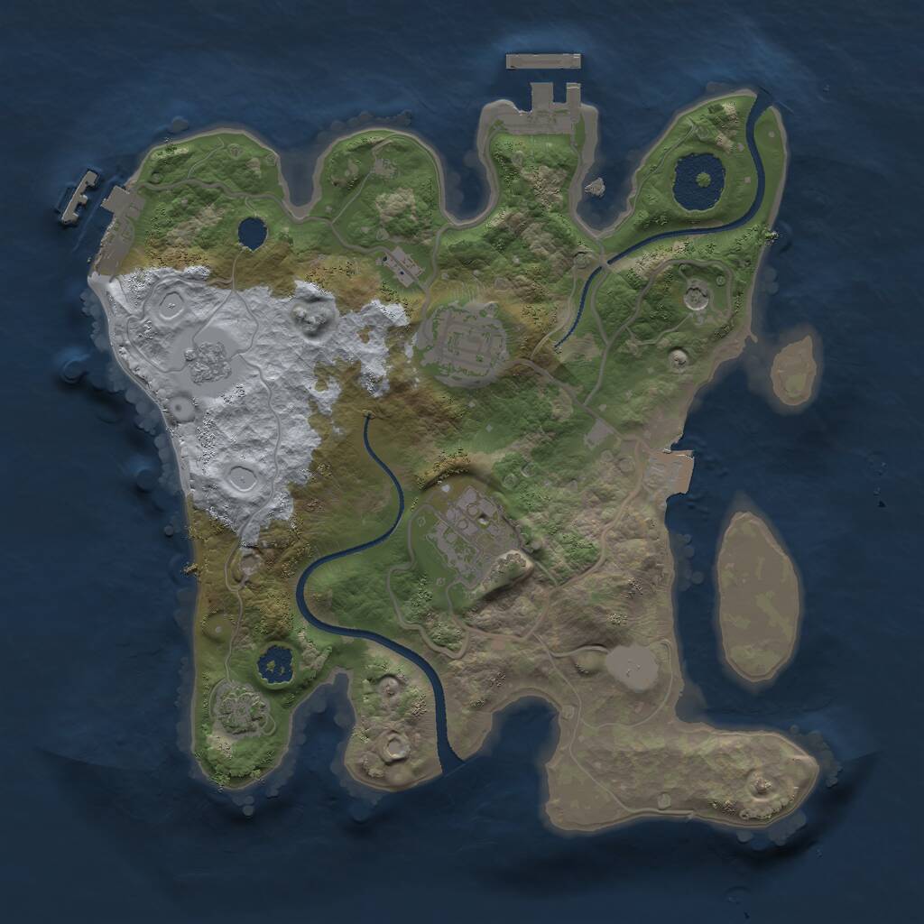 Rust Map: Procedural Map, Size: 2500, Seed: 1420961712, 8 Monuments