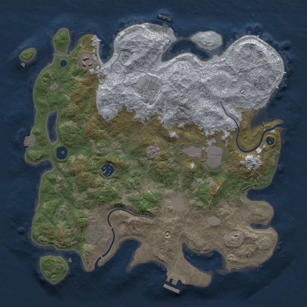Rust Map: Procedural Map, Size: 3700, Seed: 812245460, 13 Monuments