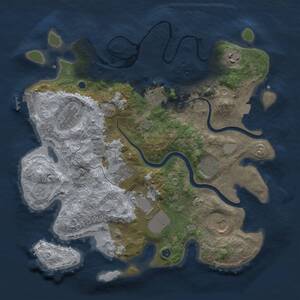 Thumbnail Rust Map: Procedural Map, Size: 3500, Seed: 1966309793, 13 Monuments