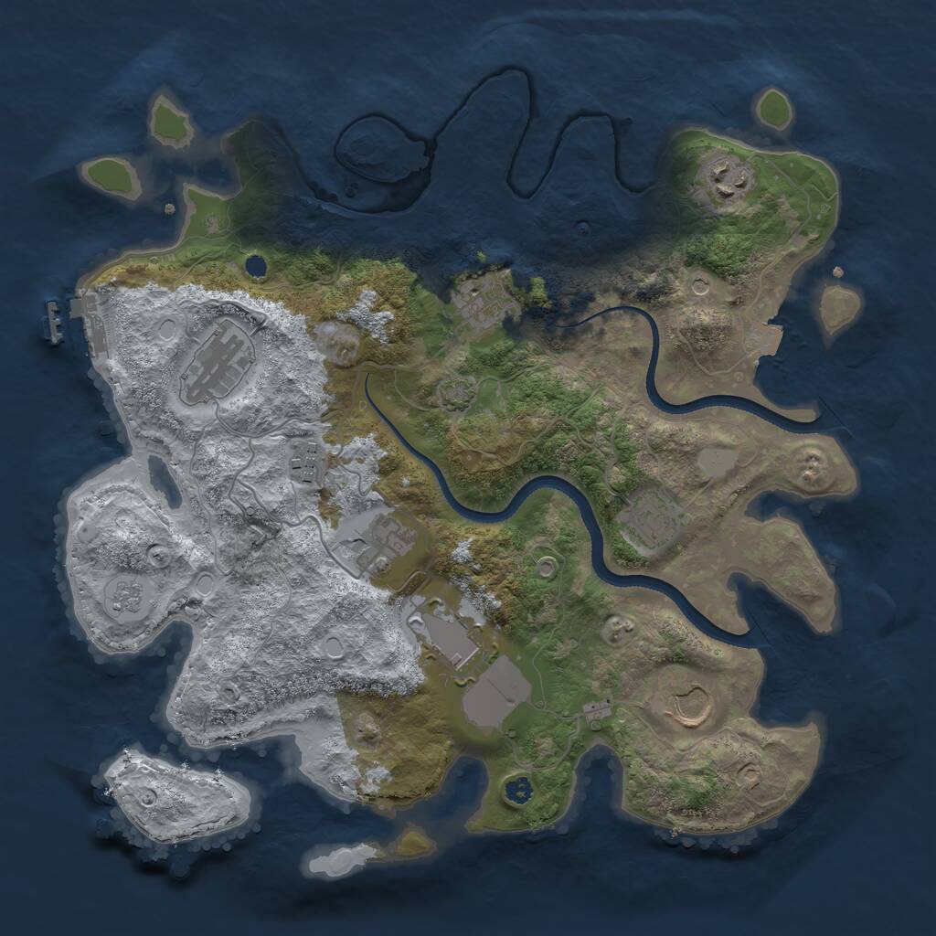 Rust Map: Procedural Map, Size: 3500, Seed: 1966309793, 13 Monuments