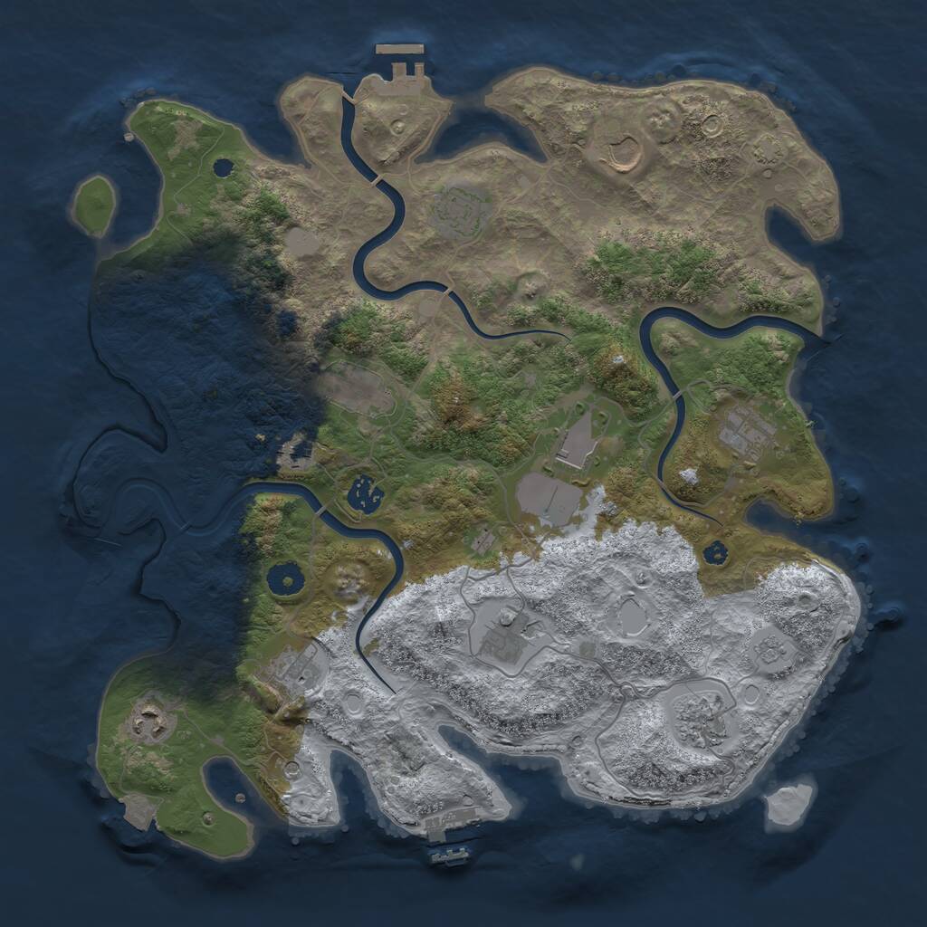Rust Map: Procedural Map, Size: 3900, Seed: 77, 17 Monuments
