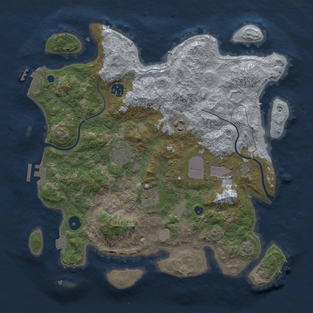 Rust Map: Procedural Map, Size: 3600, Seed: 10802, 12 Monuments